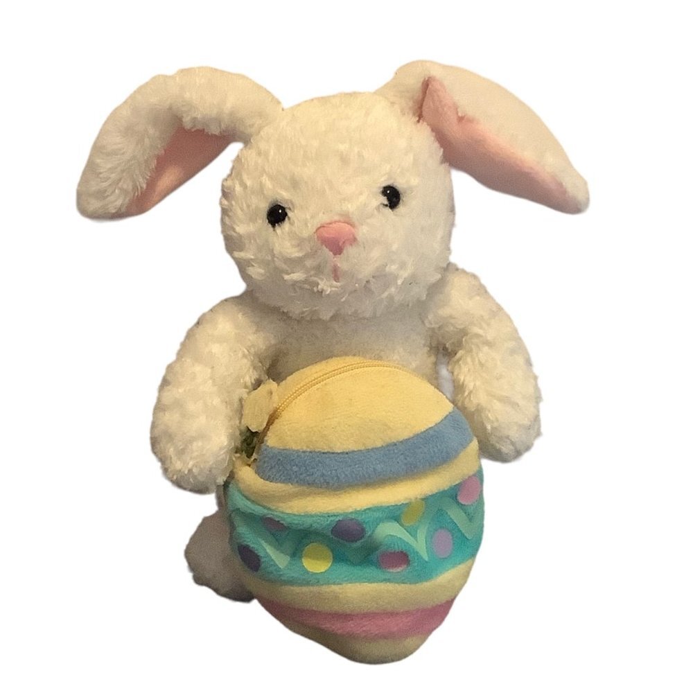 Hallmark Easter Bunny Rabbit Plush Colorful Egg Zipped Pouch Stuffed Animal 8"